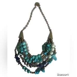Elegant Turquoise and Gold Beaded Necklace